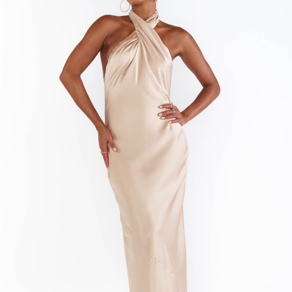 Show Me Your MuMu Satin Backless Dress in Cream